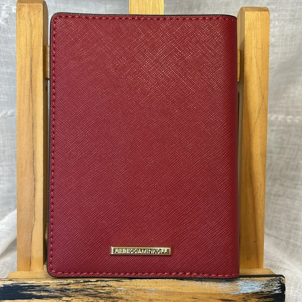 Rebecca Minkoff leather Adventure Awaits Red Passport Holder